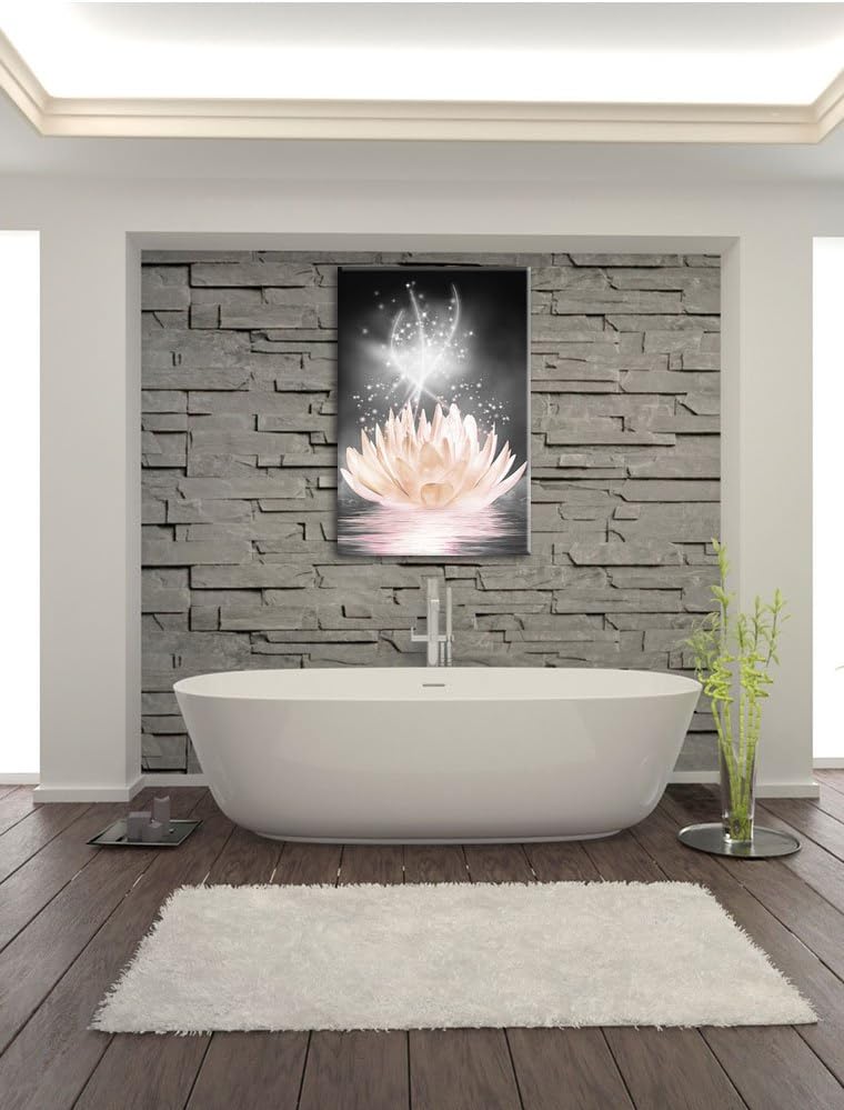 Pixxprint abstrakte Seerose als Leinwandbild/Grösse: 100x70 cm/Wandbild/Kunstdruck/fertig bespannt,