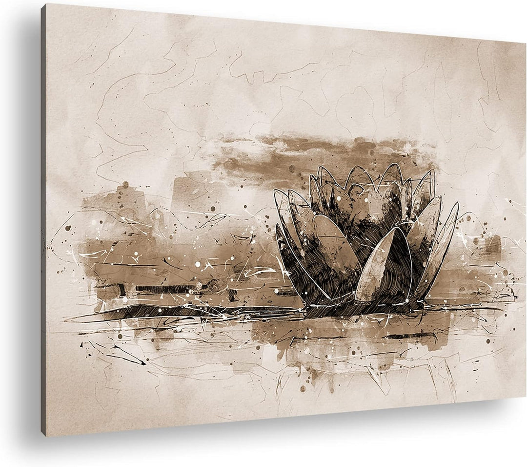 deyoli Illustration einer Lotusblume Format: 80x60 Effekt: Sepia als Leinwandbild, Motiv fertig gera