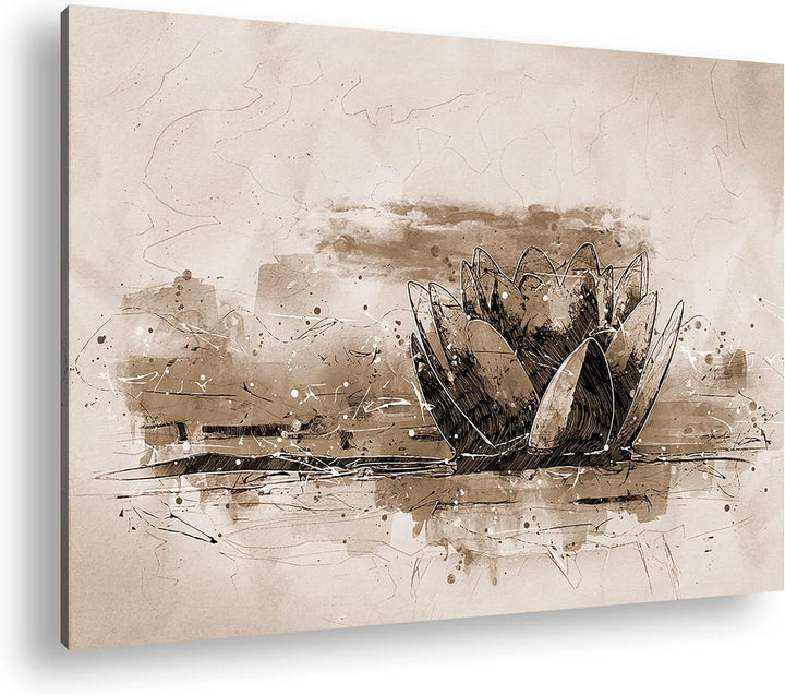 deyoli Illustration einer Lotusblume Format: 80x60 Effekt: Sepia als Leinwandbild, Motiv fertig gera
