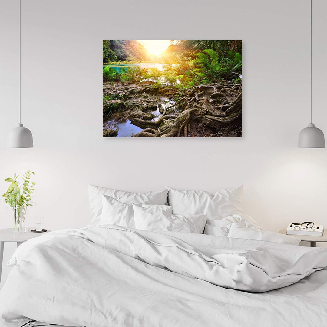 Feeby Wanddeko Landschaft Bild Kunstdruck modern für Wohnzimmer Gelb 80x60 cm