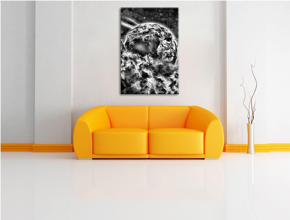 Monocrome, Planet Erde, Format: 100x70 auf Leinwand, XXL riesige Bilder fertig gerahmt mit Keilrahme