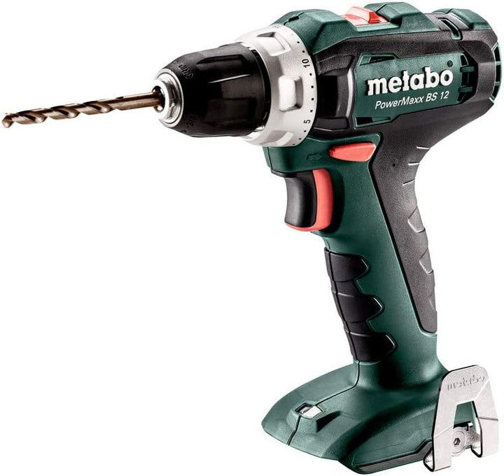 Metabo Akku Bohrschrauber BS 12 (ohne Akku 12 V, mit LED-Licht, Bitdepot am Gerät, Schnellspannbohrf