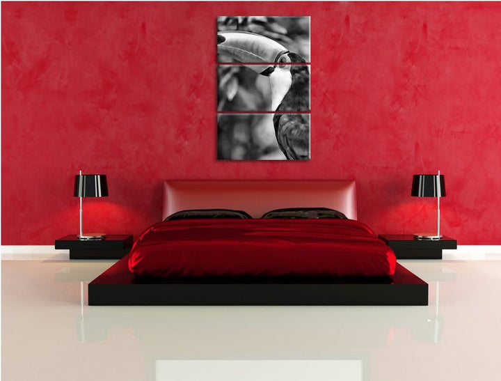 Pixxprint Bunter Tukan als Leinwandbild/Grösse: 3 Teilig (120x80) cm/Wandbild/Kunstdruck/fertig besp