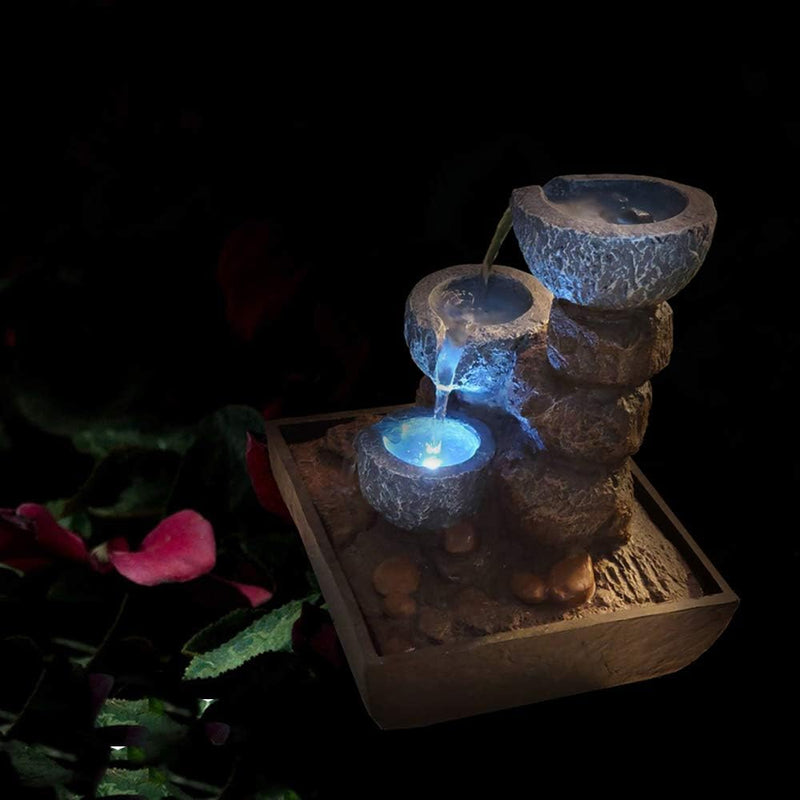 Zimmerbrunnen Tischbrunnen mit LED Beleuchtung Springbrunnen Raumbefeuchter Brunnen Geschenk (20x18x