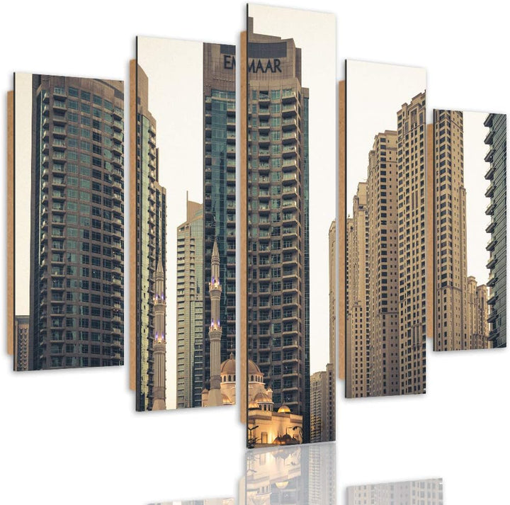 Feeby Deco Panel 5 Teilig Architektur Bilder Modern Hochhäuser Moschee braun 150x100 cm Deco panel 1