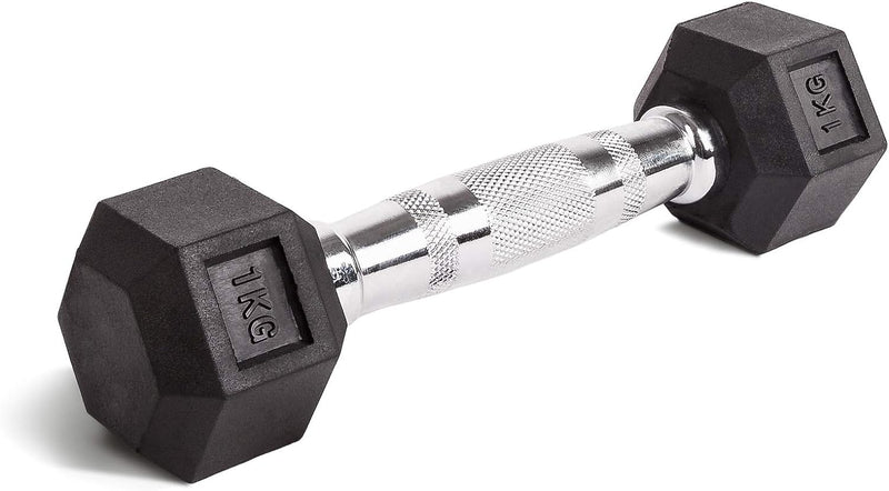 C.P. Sports Hexagon Hanteln gummiert 1-80 kg (Stück) + gratis Griffpolster Dumbbell mit ergonomische