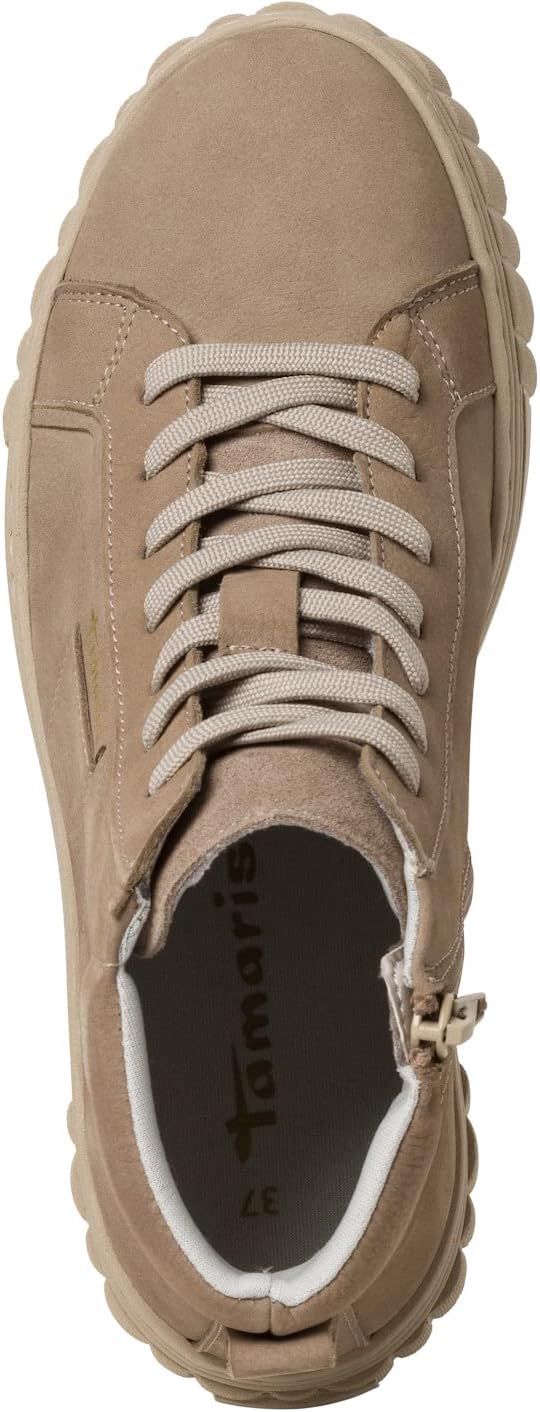 Tamaris Damen High-Top Sneaker, Frauen Halbschuhe,Wechselfussbett 36 EU Braun Taupe, 36 EU Braun Tau