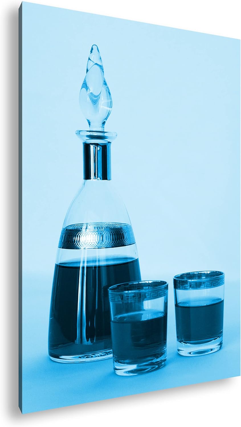 deyoli edle Flasche für Whiskey Format 100x70 Effekt: Monocrome Blau als Leinwandbild, Motiv fertig