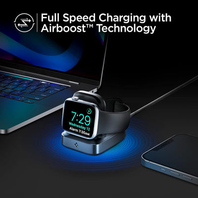 Spigen ArcField Kabelloses Ladeständer für Apple Watch MFi zertifiziert Eingebautes Ladegerät USB C-