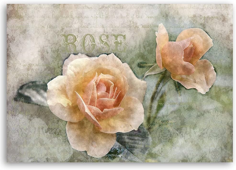 Feeby Bild auf Vlies Leinwand Rose Inschrift Zusammenfassung 90x60 cm Kunstdruck Modern Wandbilder D