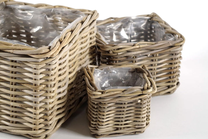 Kobolo Übertopf Rattankorb Rattanübertopf Pflanzkorb bepflanzbarer Korb Korbset Übertopfset Rattan 3