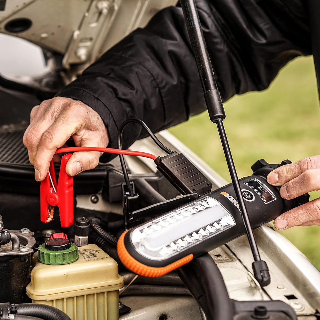 Worx WX852.1 Akku Starthilfegerät 12V mit Multifunktions-Lampe, Schwarz