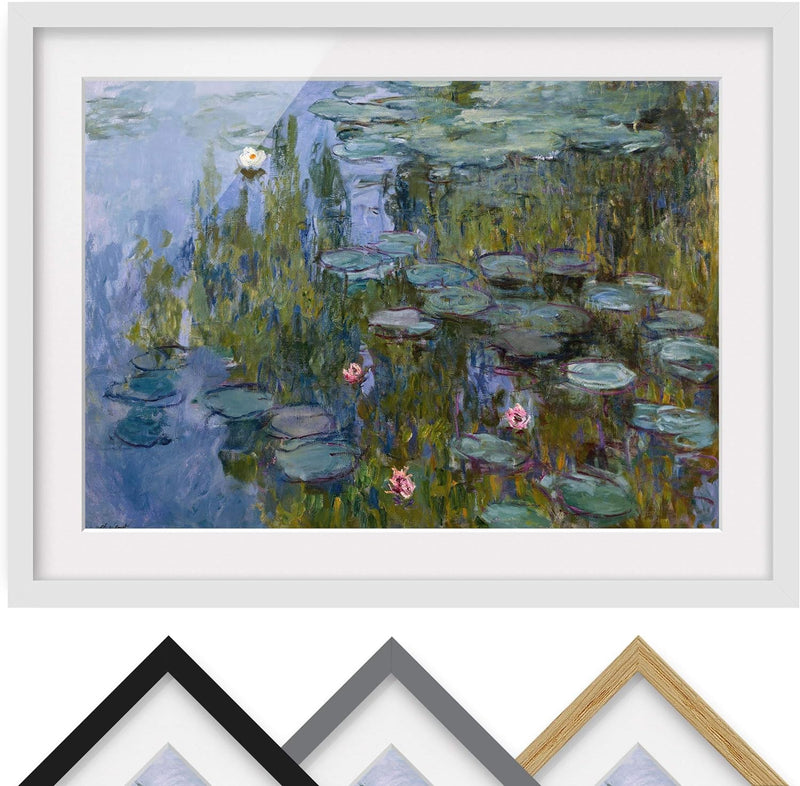 Bild mit Rahmen - Claude Monet - Seerosen (Nympheas) - Farbe Weiss, 40 x 55cm 40cm x 55cm Weiss, 40c