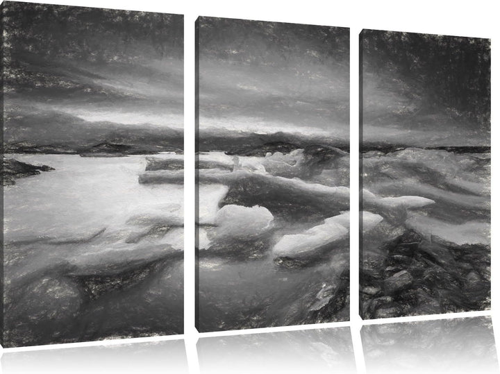 Pixxprint Extreme Eislandschaft als Leinwandbild/Grösse: 3 Teilig (120x80) cm/Wandbild/Kunstdruck/fe