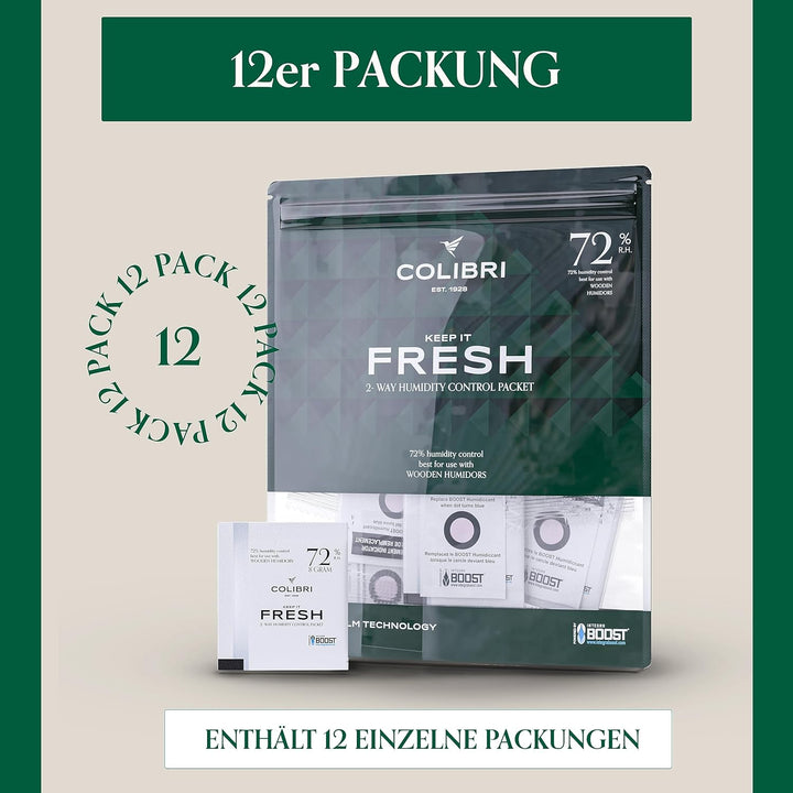 Colibri Fresh Feuchteausgleich-Pads - 12er Pack à 4g zur Lagerung von Zigarren, Musikblättern & mehr