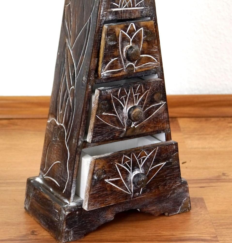 livasia Pyramiden Kommode, Schubladenkommode, Schubladenschränkchen, Schmuckschränkchen (Dunkelbraun