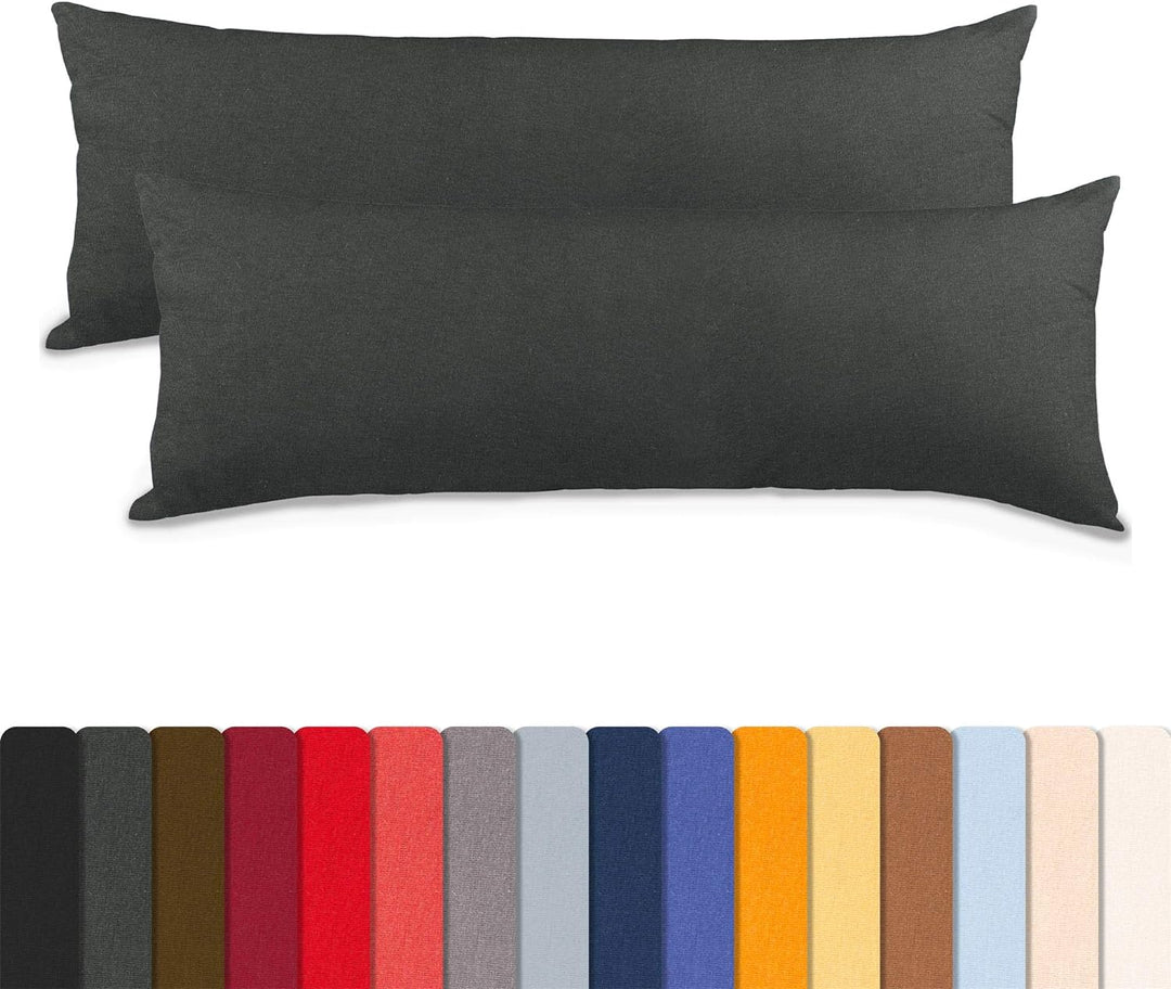 aqua-textil Classic Line Kissenbezug 2er-Set 40 x 200 cm anthrazit grau Baumwolle Seitenschläferkiss