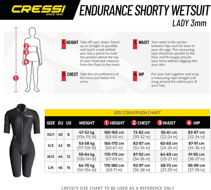 Cressi Endurance Lady Shorty Wetsuit 3mm - Neopren Shorty 3mm Für Frauen Taucher Und Schnorchler, Sc