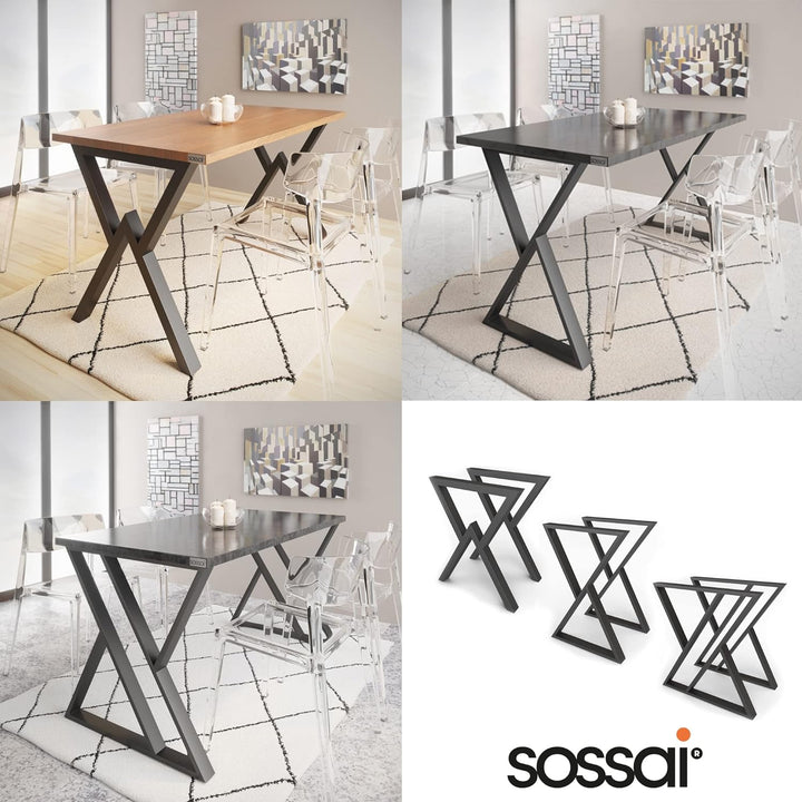 sossai® Designer Tischkufen aus Stahl | Tischbeine Tischgestell | TKG3 | Farbe: Schwarz | 2 Stück |