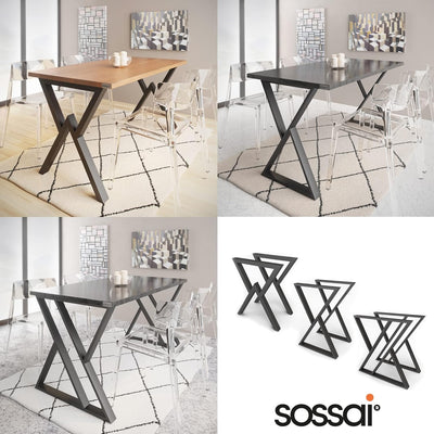 sossai® Designer Tischkufen aus Stahl | Tischbeine Tischgestell | TKG3 | Farbe: Schwarz | 2 Stück |