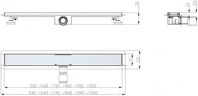 ADGO Sleek Duschablauf, Linear, Voll Rost, Duschabfluss, Bodenablauf, Randablauf, Abfluss in der Dus