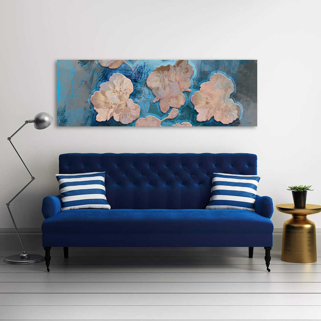 Wandbild Blumenmotiv Modern Deko Kunst Bilder Design Beige 90x30 cm Deco panel 90x30 cm B, Deco pane