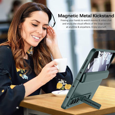 Miimall Hülle Kompatibel mit Samsung Galaxy Z Fold 5 Hülle, Robust PC Hülle mit Displayschutz & Stän