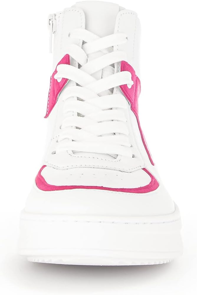 Gabor Damen High-Top Sneaker, Frauen Halbschuhe,Wechselfussbett 36 EU Weiss Pink Jelly, 36 EU Weiss