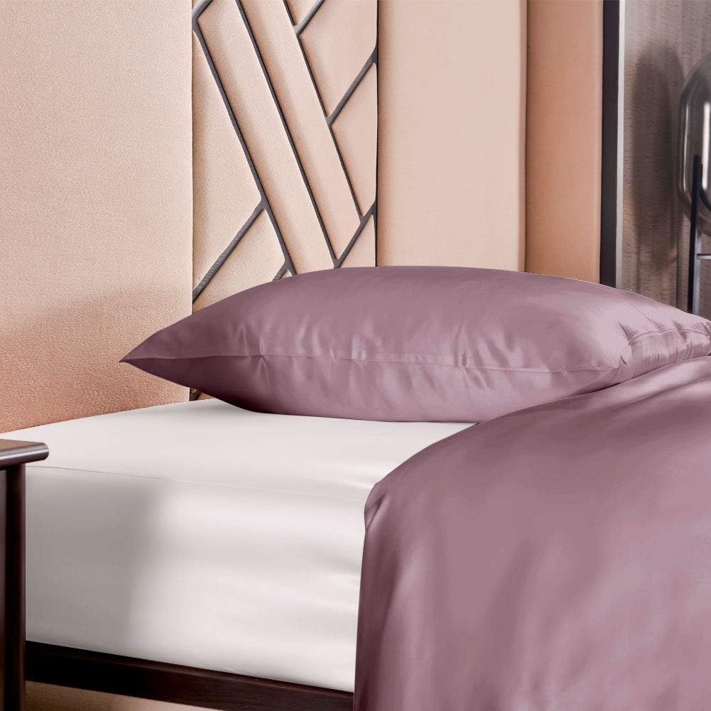 THXSILK Seidenbettwäsche Set 2 teilig, Bettbezug 135 x 200 cm und 80 x 80 cm Kissenbezug, Hypoallerg