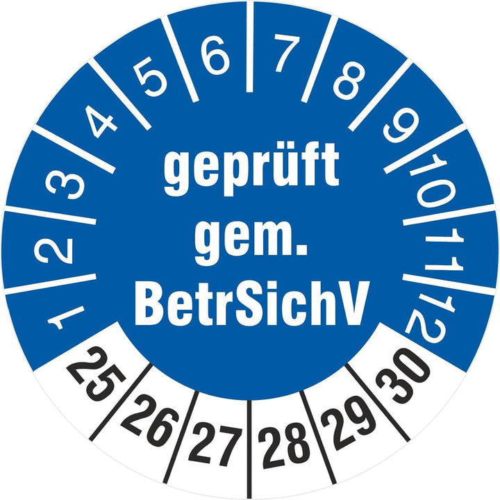 1000 Prüfetiketten 18 mm geprüft gemäss BetrSichV 2025-2030 BGI 694 Prüfplakette 1000 18mm Durchmess
