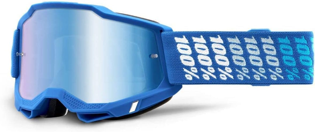 100% Motocross Brille Accuri 2 Verspiegelt, Yarger - Blau Weiss, 50221-25