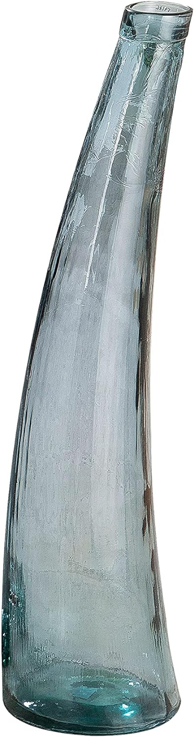GILDE Vase Corno Petrol aus recyceltem Glas Europäische Herstellung H: 80 cm Ø 20 cm 39197 Höhe 80 c