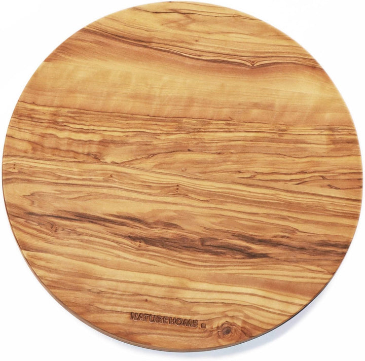NATUREHOME Olivenholz Schneidebrett 20cm Rund - antibakterielles und antiseptisches Holzschneidebret