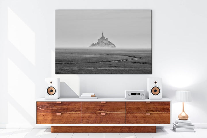 deyoli Insel Kathedrale Mont Saint Michel Effekt: Schwarz&Weiss Format: 80x60 als Leinwandbild, Moti