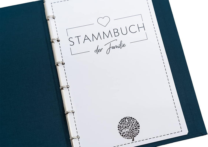 Hochzeitideal – Stammbuch der Familie Alan türkis 21,0 cm x 15,0 cm - Buchbinderleinen Stammbuch Hoc
