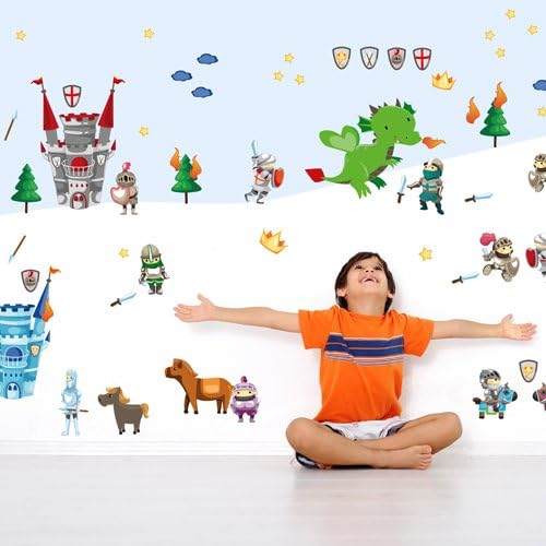 Wandkings Ritter Wandsticker Megapack Set, 82 Aufkleber, Gesamtfläche 260 x 70 cm