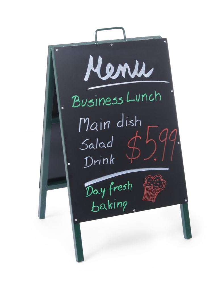 HENDI Kundenstopper Keidetafel, mit dunkelgrünem Stahlrahmen, Plakatständer, 500x550x(H)850mm, Schwa