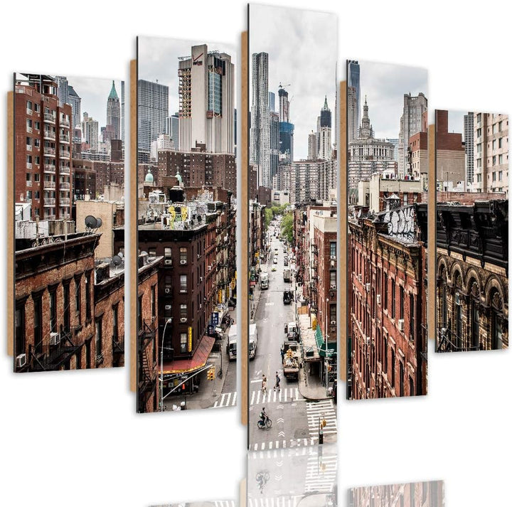 Bilder 5 Teilig New York Deco Panel Kunst Brooklyn Architektur bunt 100x70 cm Deco panel 100x70 cm K