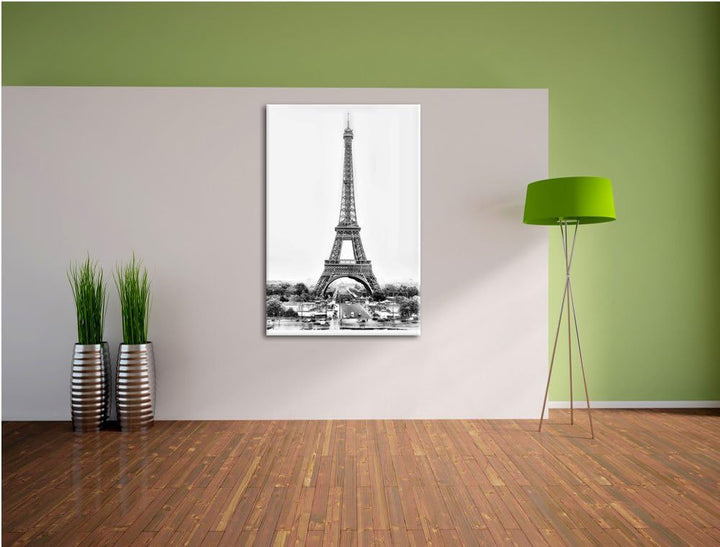 Pixxprint gigantischer Eifelturm / 100x70cm Leinwandbild bespannt auf Holzrahmen/Wandbild Kunstdruck
