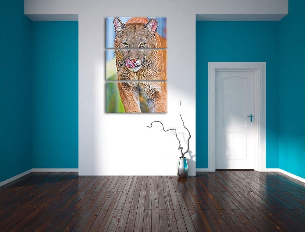 anmutiger Puma Spezial 3-Teiler Leinwandbild 120x80 Bild auf Leinwand, XXL riesige Bilder fertig ger