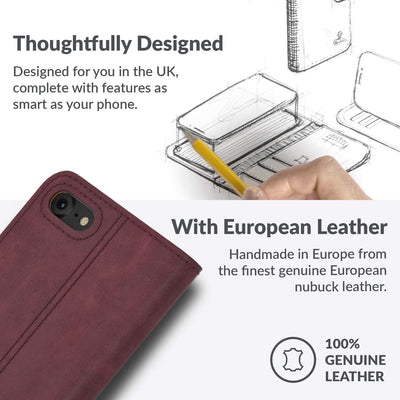 Snakehive iPhone 7 Handy Schutzhülle/Klapphülle echt Lederhülle mit Standfunktion, Handmade in Europ