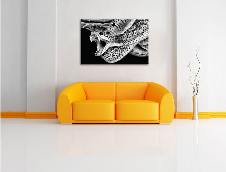 Pixxprint Giftige grüne Schlange als Leinwandbild/Grösse: 100x70 cm/Wandbild/Kunstdruck/fertig bespa