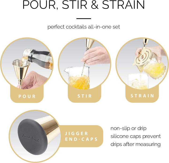 Final Touch Cocktail-Mix-Set aus Messing, multifunktional, essentielle Werkzeuge zum Herstellen, Aus