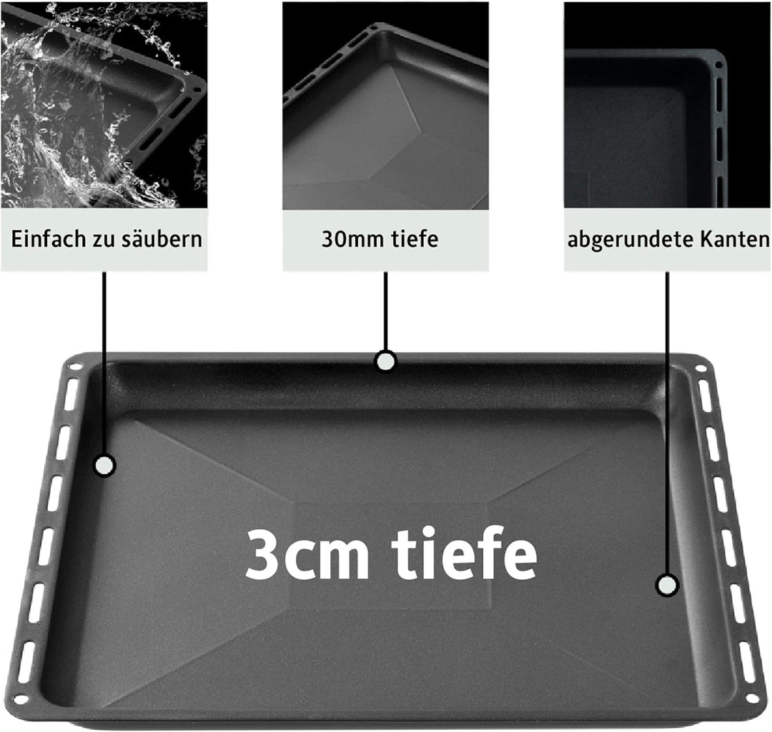 ICQN 455 x 375 x 30 mm Antihaft-Beschichtung Backblech, Passend für Bosch, Siemens, Neff, Constructa
