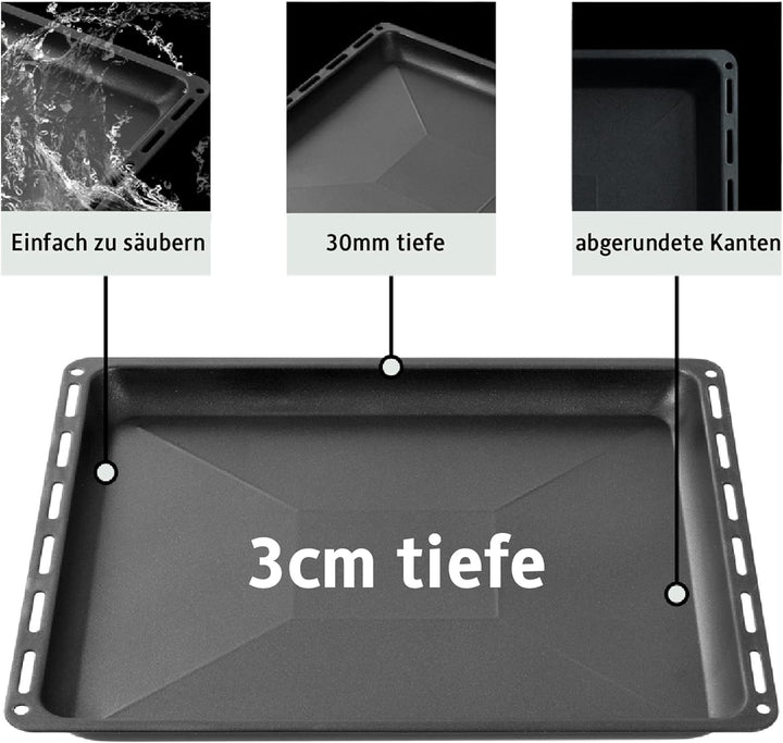 ICQN 455 x 375 x 30 mm Antihaft-Beschichtung Backblech, Passend für Bosch, Siemens, Neff, Constructa