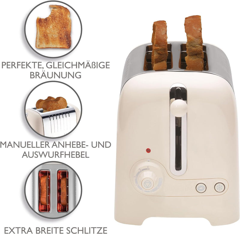 Dualit Lite 2 Scheiben Toaster - 1,1kW Toastet 60 Scheiben Toast Pro Stunde - Poliert mit Rand in Ca