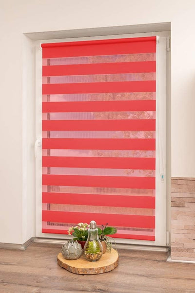 K-home Klemmfix Doppelrollo Madrid ohne Bohren Rot 100 x 150 cm (B x L) Rot 100x150 cm (B x L), Rot