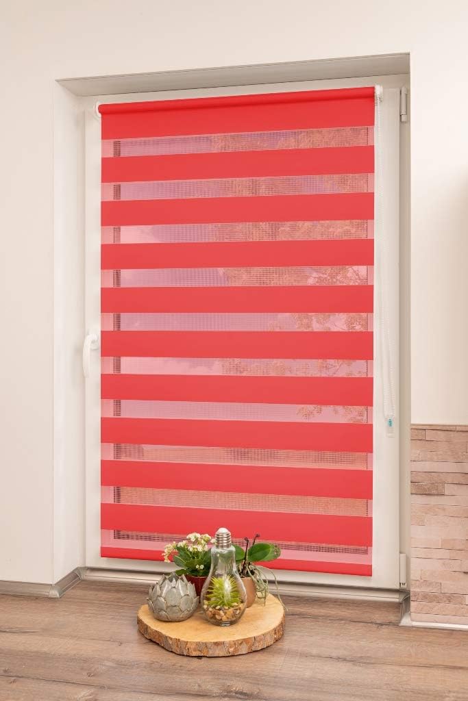K-home Klemmfix Doppelrollo Madrid ohne Bohren Rot 100 x 150 cm (B x L) Rot 100x150 cm (B x L), Rot