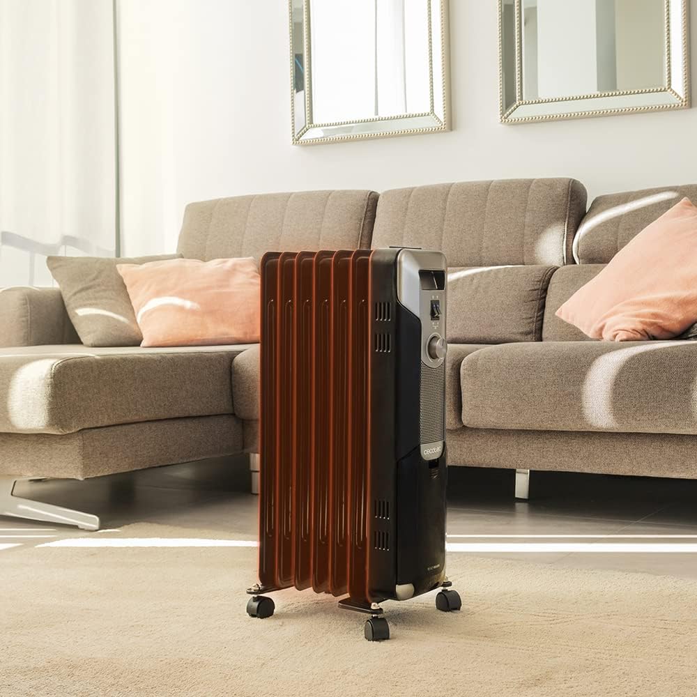 Cecotec Ölheizkörper ReadyWarm 7000 Space Black. 1500 W, 7 Heizungsmodule, 3 Leistungsstufen, Kabela