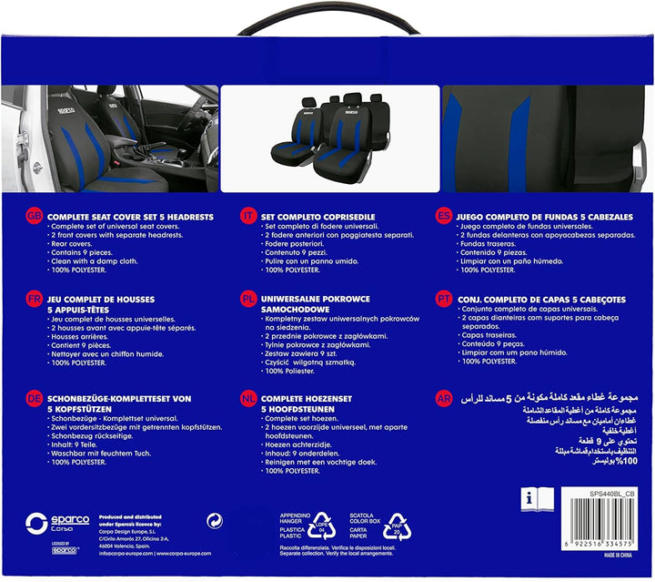 Sparco Sabbia Sitzbezug Set Schwarz/Blau SABBIA BLAU, SABBIA BLAU